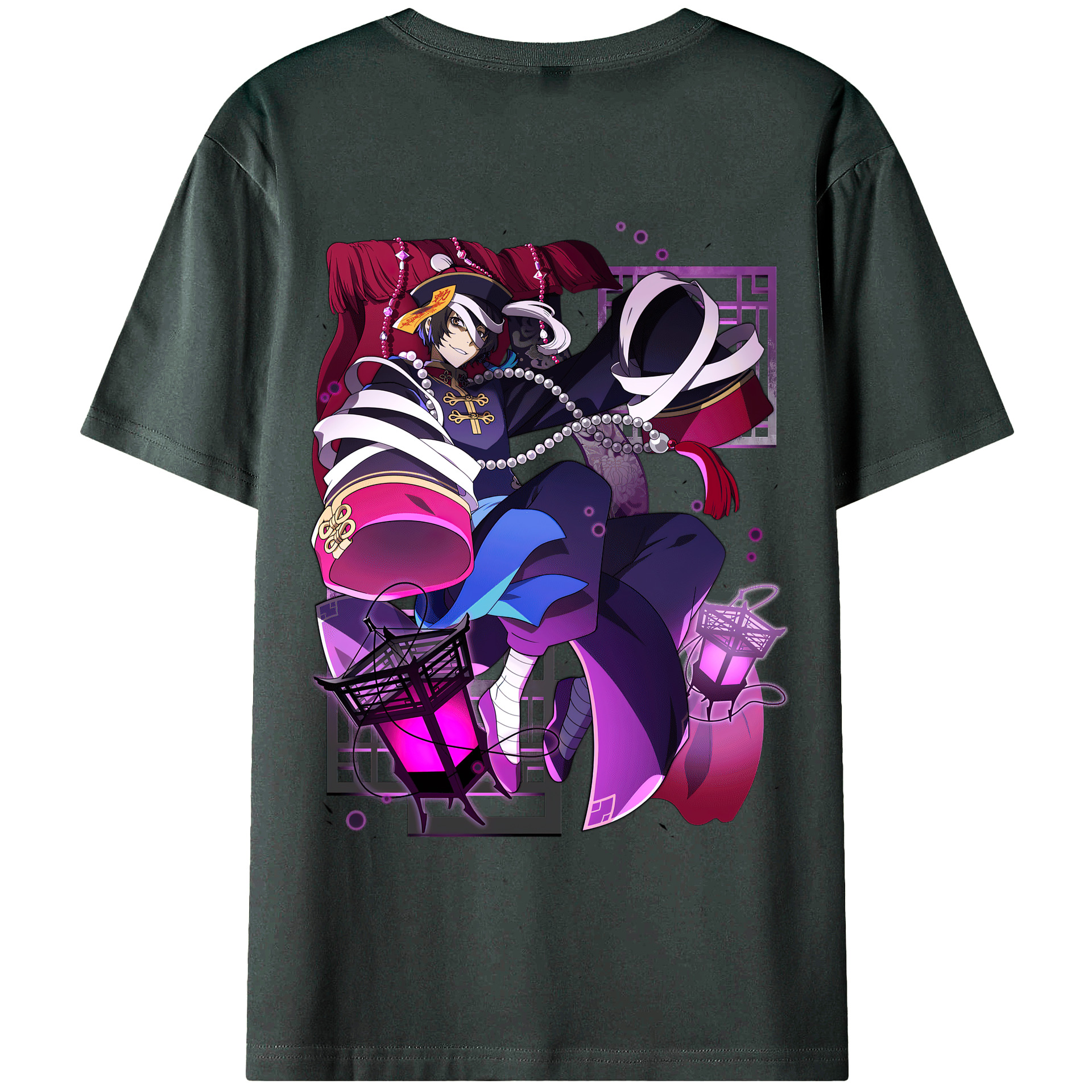（画像用） 文豪ストレイドッグス Bungo Stray Dogs 綿100％ メンズ半袖Tシャツ（バックプリント） 通気性